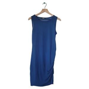 Sleeveless Tank Dresses Crew Neck Slim Fit Short Casual Size Medium Blue